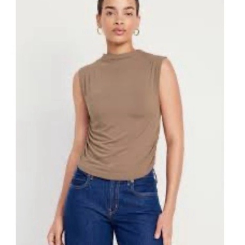 NWT old navy luxe sleeveless xxl+ tan ruched crop top